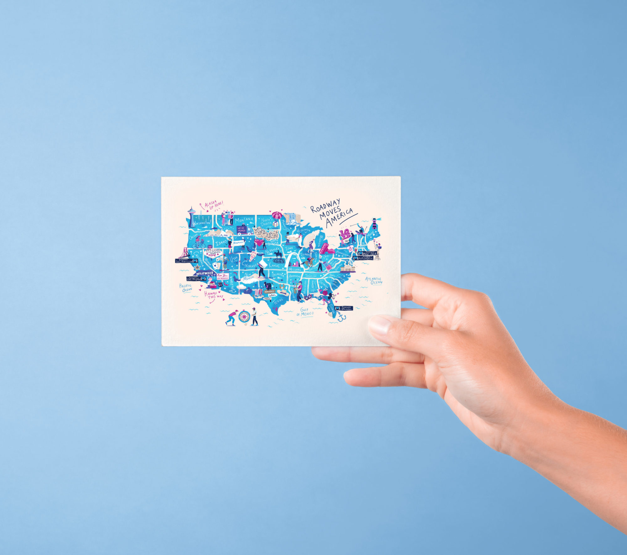 Roadway-illustrated-map-USA-colorful-mock-up