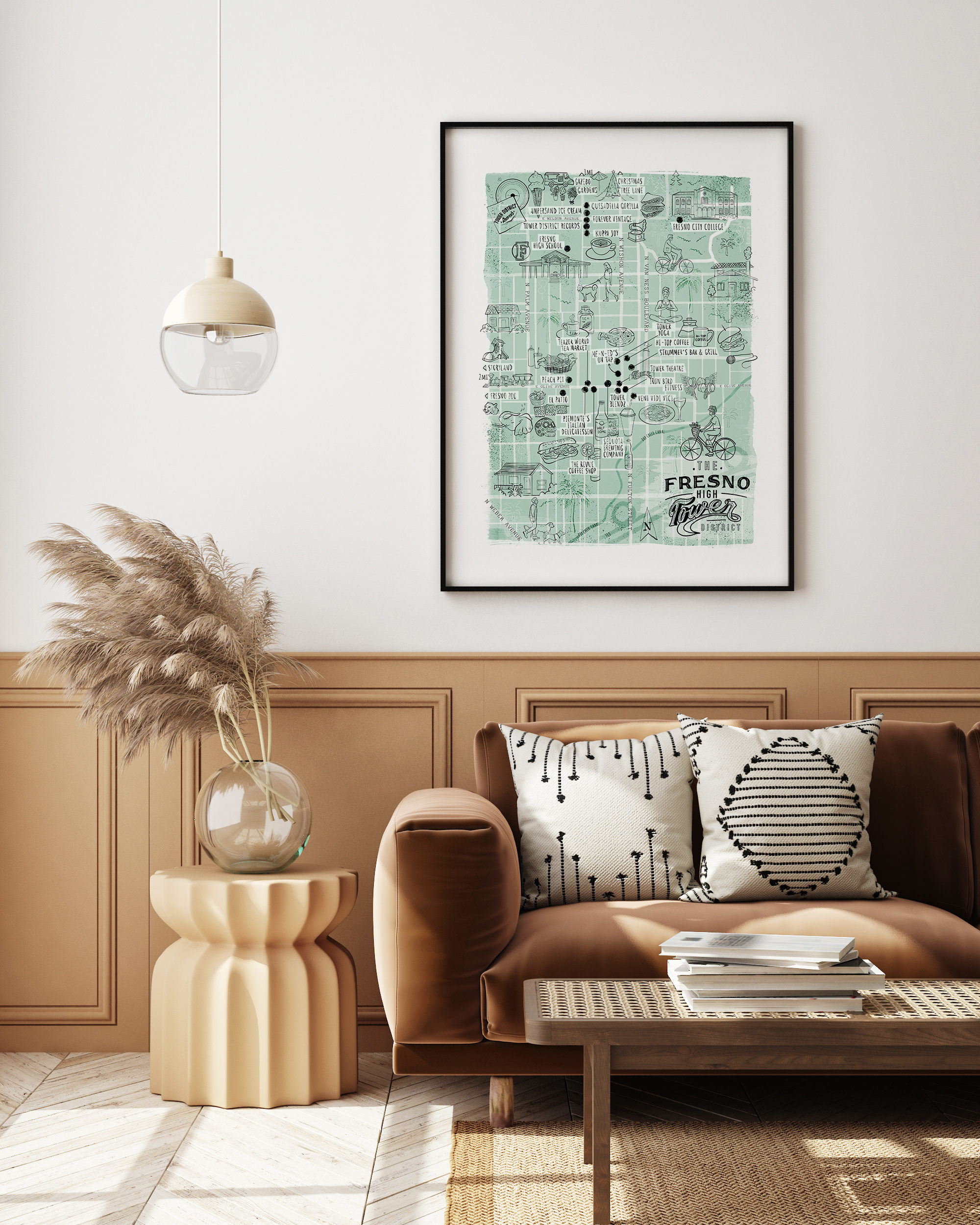 mock up poster frame in modern interior background, living room,