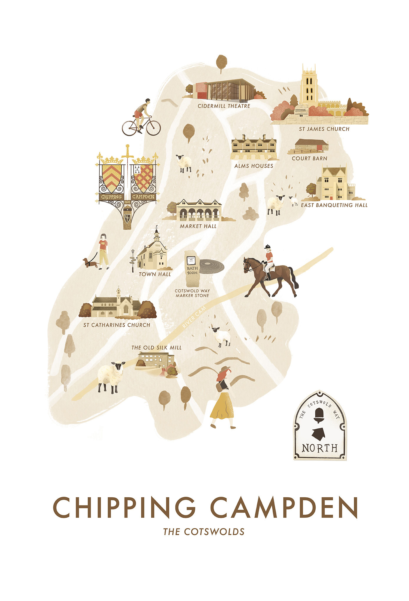 web-tea-towel-Chipping Campden-white copie